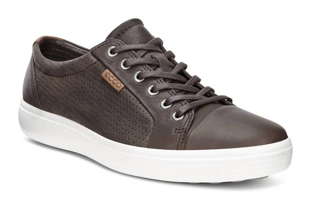 NEW ECCO men's soft 7 perf tie shoes in coffee
